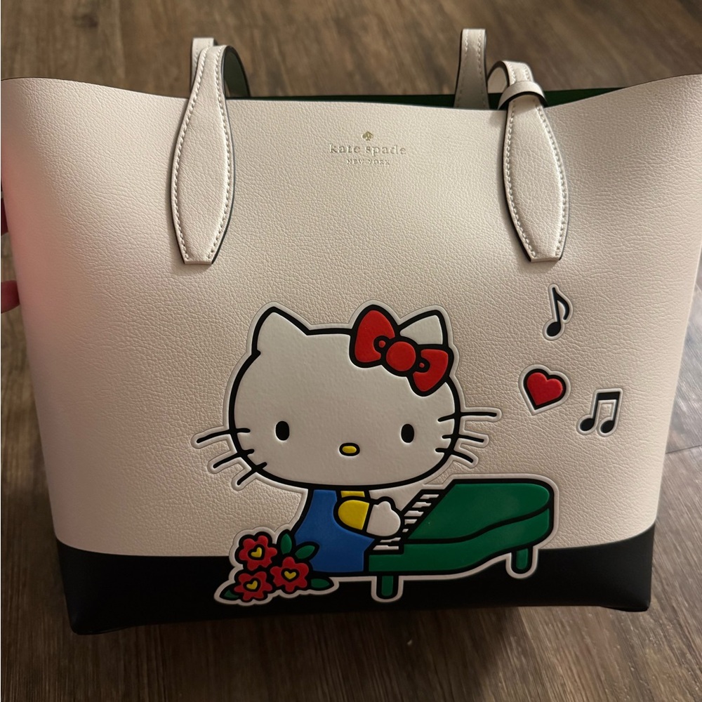 Kate Spade Cream and Black Hello Kitty Tote